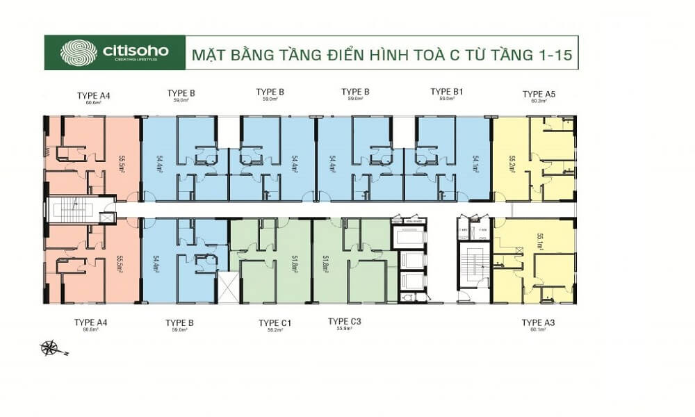 Mặt bằng tầng điển hình tháp c dự án CitiSoho Kiến Á Quận 2