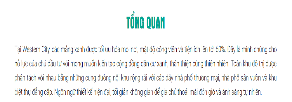 Tổng quan dự án Western City