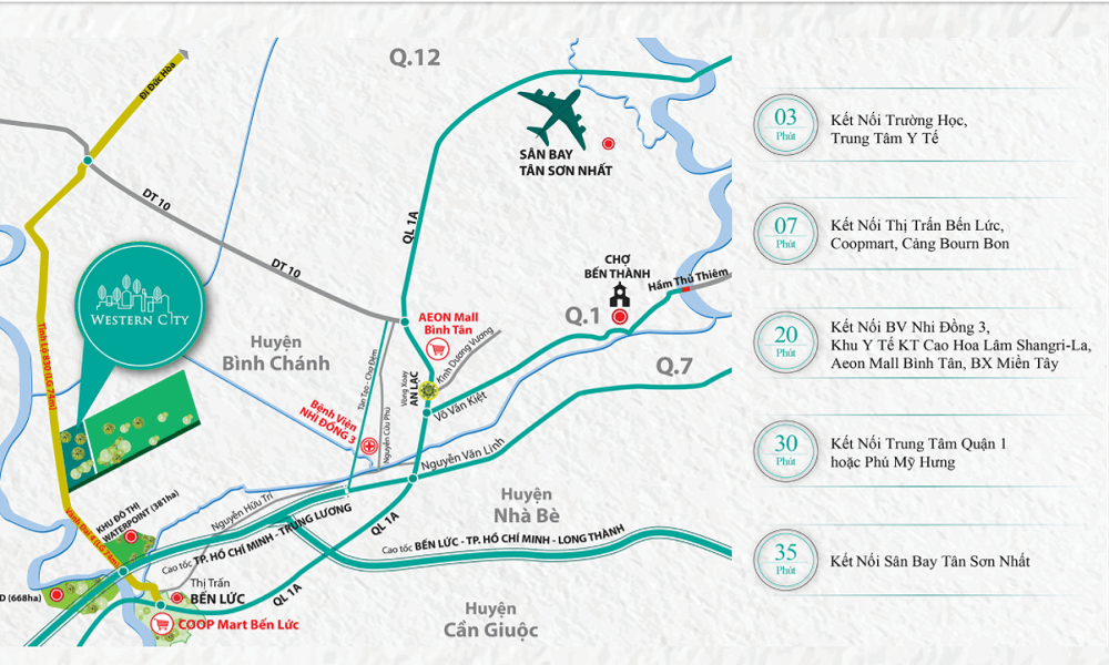 Vị trí dự án Western City Bến Lức