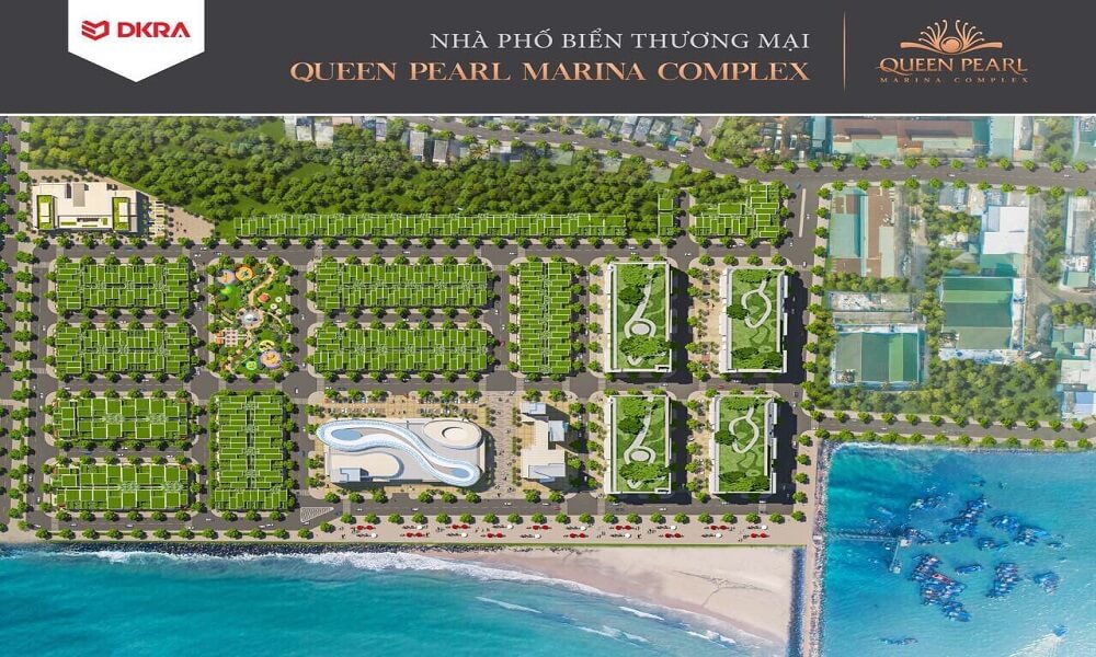 Phối cảnh tổng khu nhà phố biển thương mại Queen Pearl Marina Complex