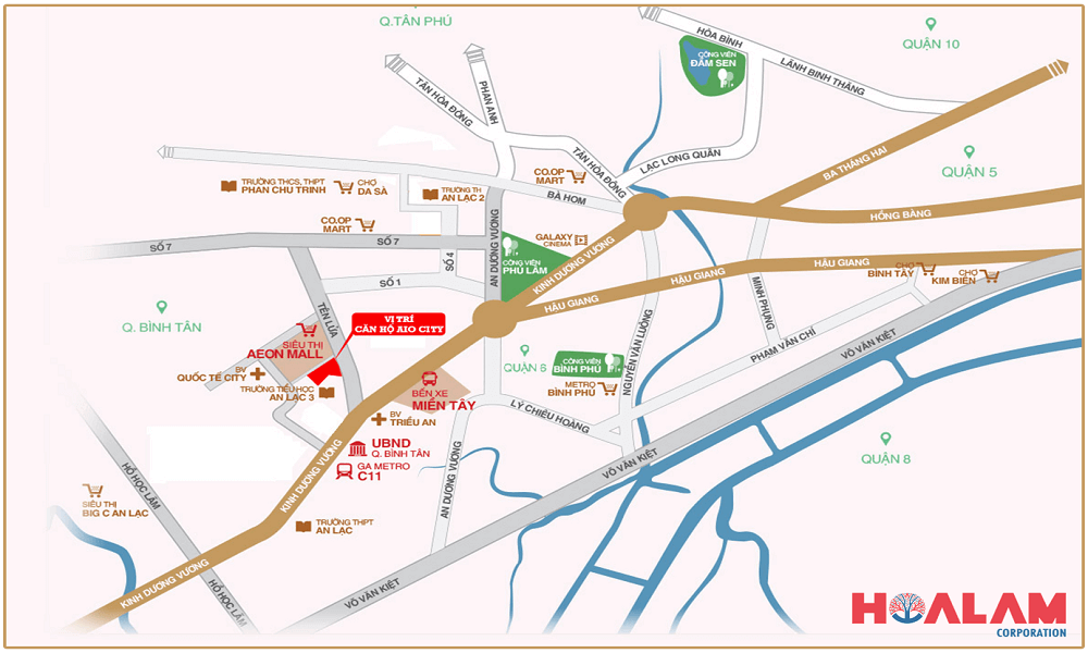 Vị trí dự án căn hộ Aio City Tên Lửa Bình Tân