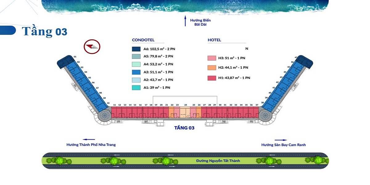 Mặt bằng tầng 3 dự án Somerset Cam Ranh Bay