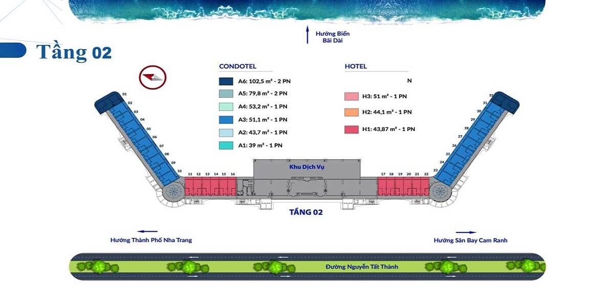 mặt bằng tầng 2 dự án Somerset Cam Ranh Bay