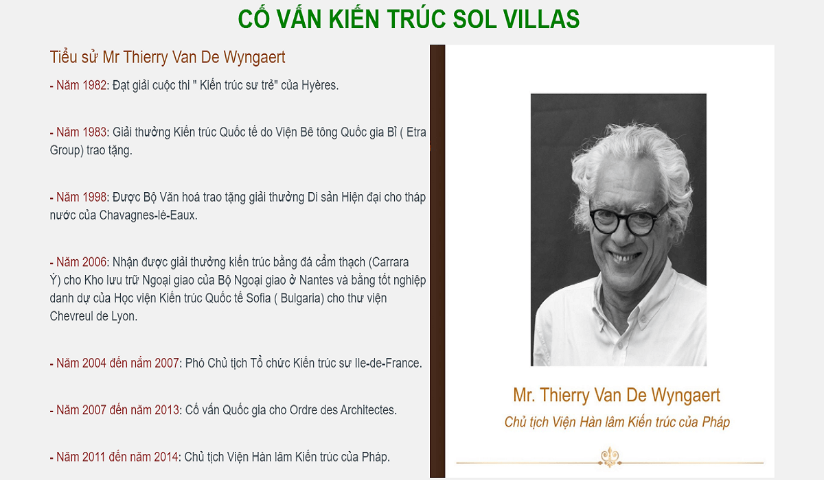 Mr.Thierry Van De Wyngaert cố vấn kiến trúc dự án Sol Villas Quận 2