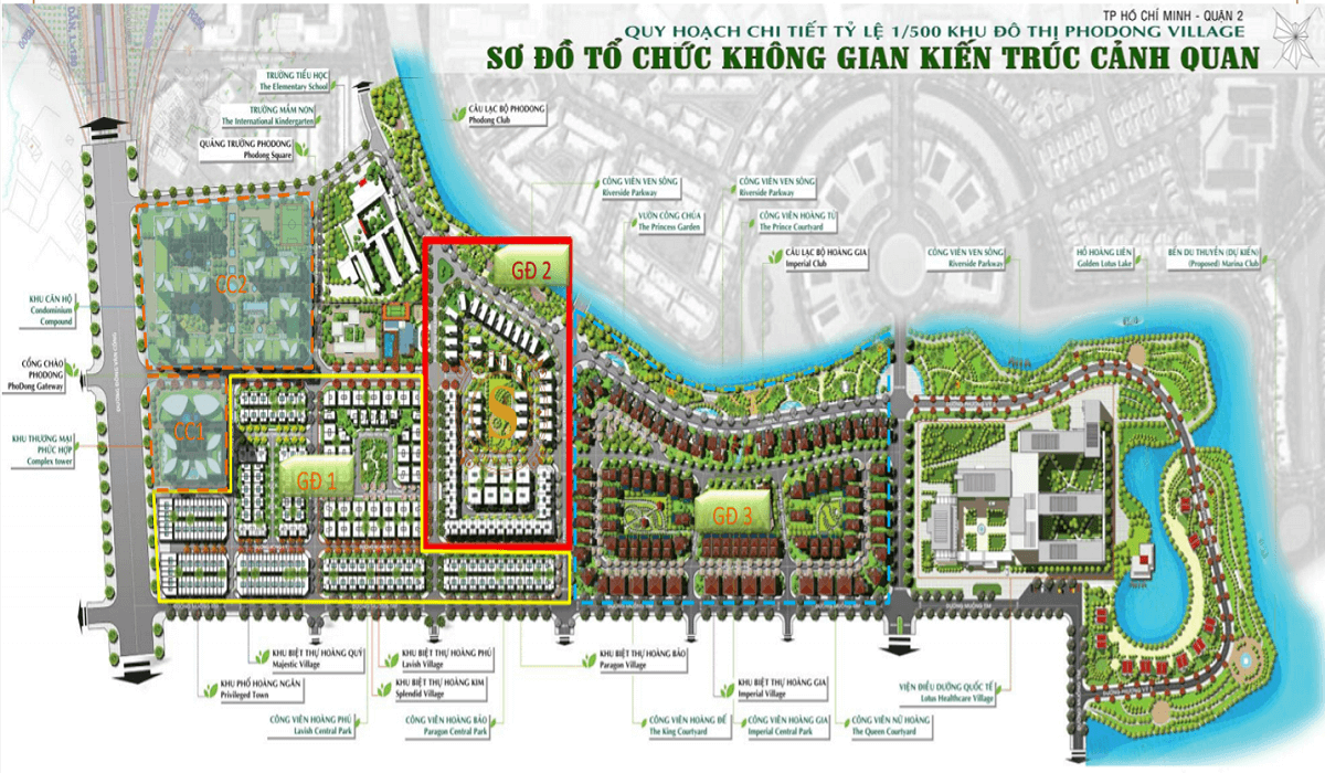 Sơ đồ quy hoạch tổng thể khu biệt thự Sol Villas Quận 2