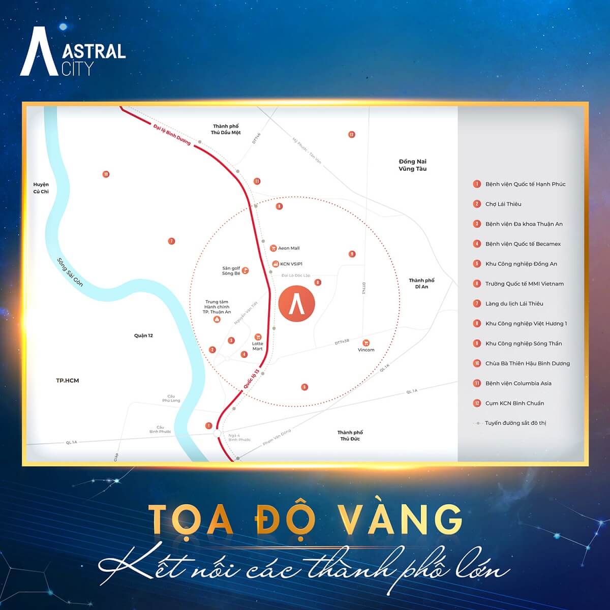 Vị trí phức hợp thương mại căn hộ Astral City Thuận An