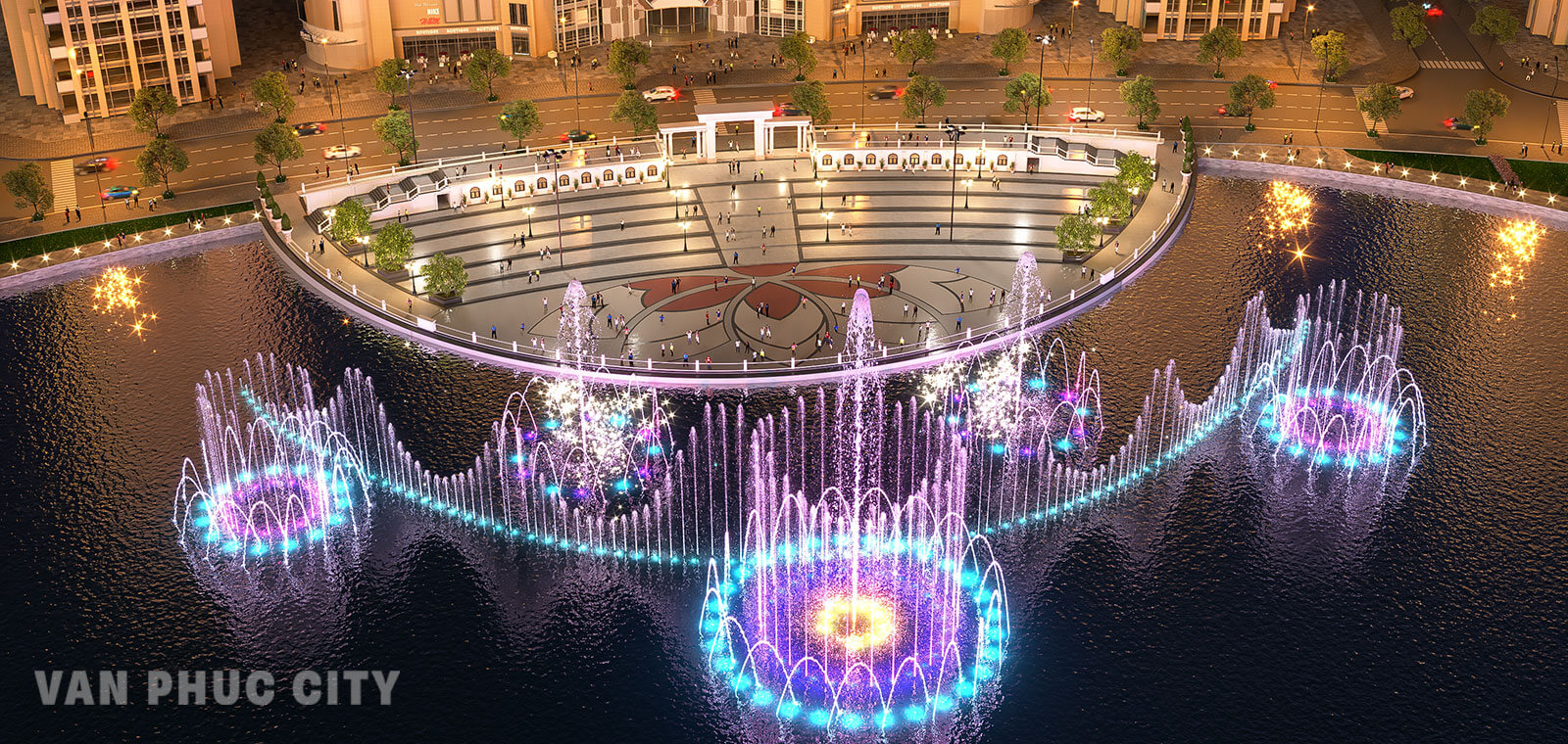 Quảng trường nhạc nước bên trong công viên Ocean World Vạn Phúc City