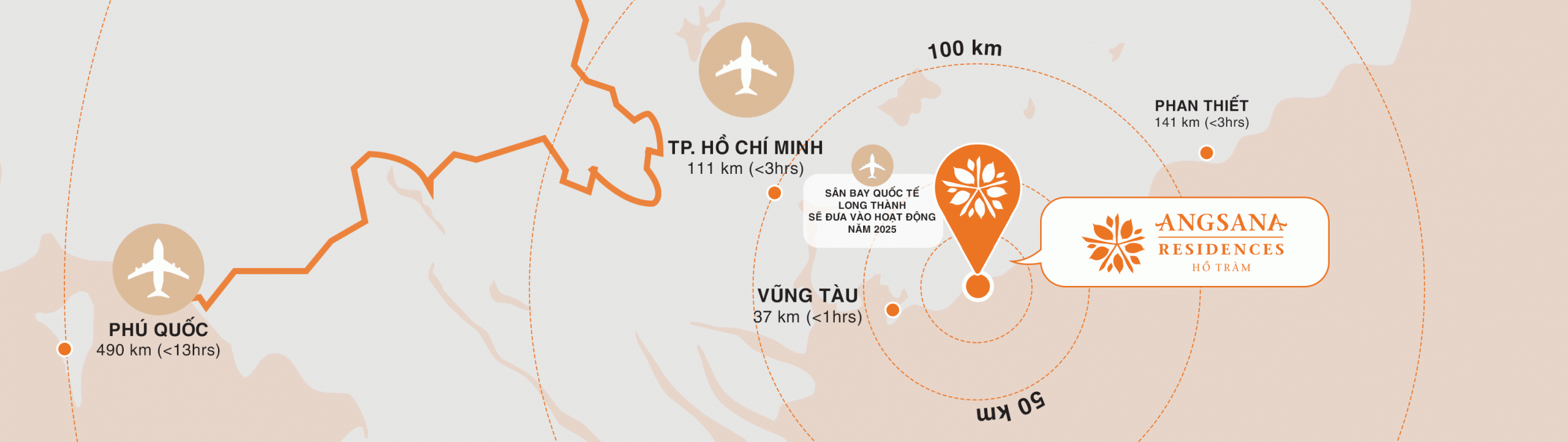 Vị trí dự án nghỉ dưỡng Angsana & Dhawa Hồ Tràm